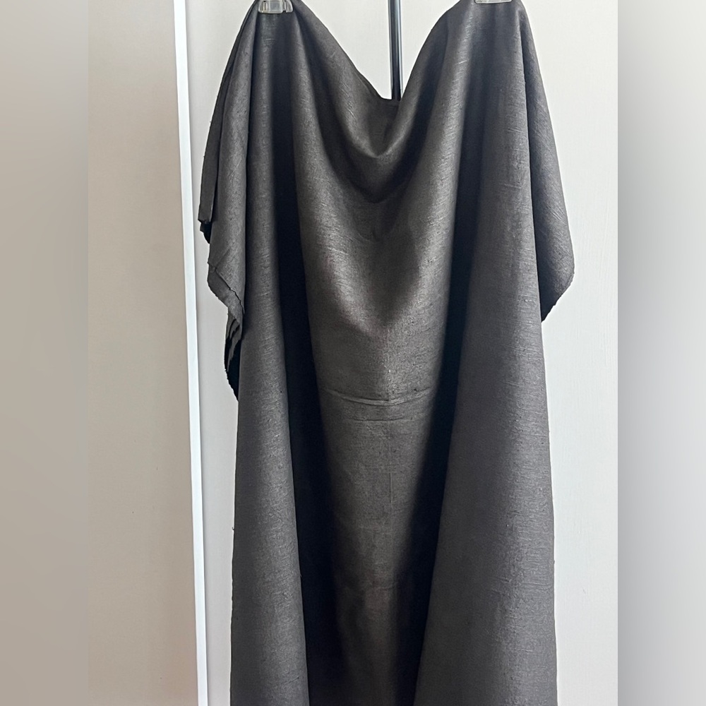 Dark Slate Gray Color Tassah Noil 100% Raw Silk Fabric Handwoven 42" By The Yard
